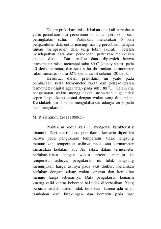 laporan resmi praktikum karakteristik dinamik termometer laporan resmi praktikum karakteristik dinamik termometer