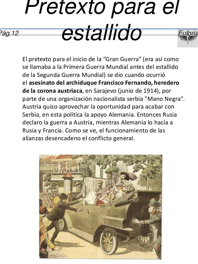Resultado de imagen para Pretexto para el estallido de la Primera Guerra Mundial