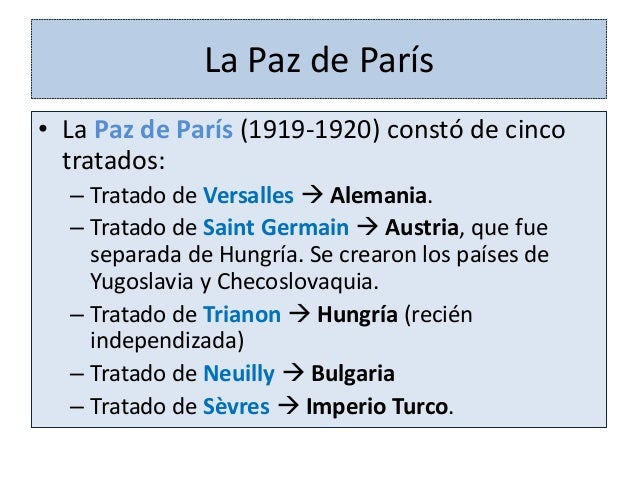 Resultado de imagen de tratados de paz I guerra mundial