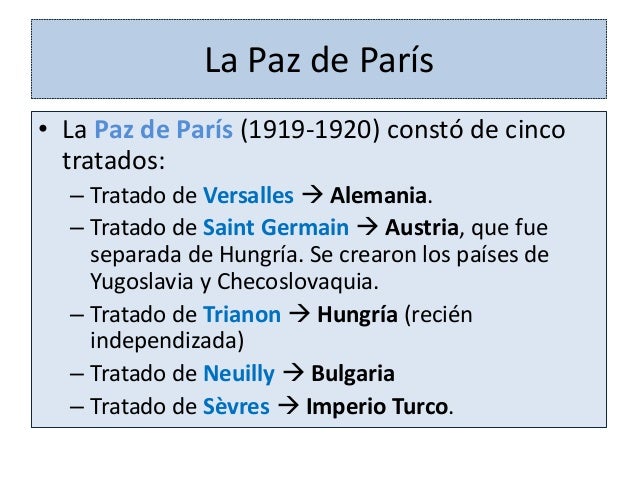 Resultado de imagen de tratados de paz I guerra mundial