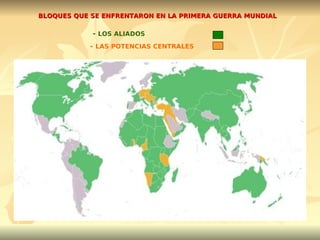 BLOQUES QUE SE ENFRENTARON EN LA PRIMERA GUERRA MUNDIAL -  LOS ALIADOS -  LAS POTENCIAS CENTRALES 