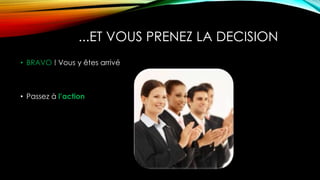 ...ET VOUS PRENEZ LA DECISION
• BRAVO ! Vous y êtes arrivé
• Passez à l’action
 