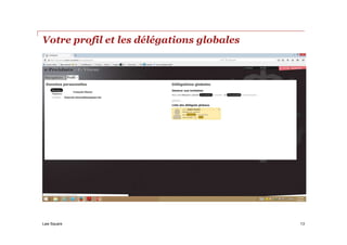 Law Square
Votre profil et les délégations globales
13
 