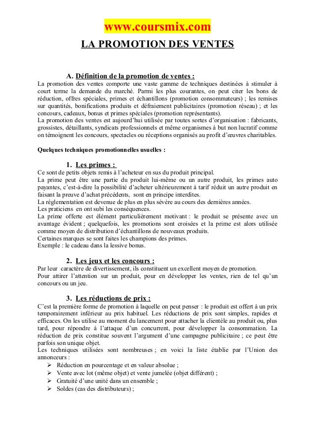 La promotion des ventes