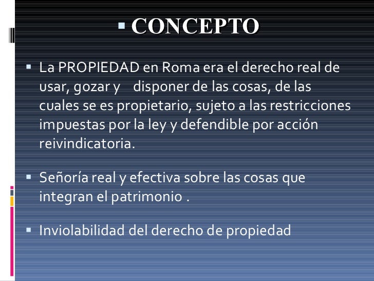 El concepto de Propiedad en el Derecho Romano