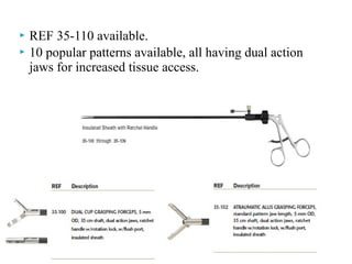  REF 35-110 available.
 10 popular patterns available, all having dual action
jaws for increased tissue access.
 