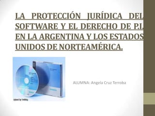 LA PROTECCIÓN JURÍDICA DEL
SOFTWARE Y EL DERECHO DE P.I.
EN LA ARGENTINA Y LOS ESTADOS
UNIDOS DE NORTEAMÉRICA.
ALUMNA: Angela Cruz Terroba
 