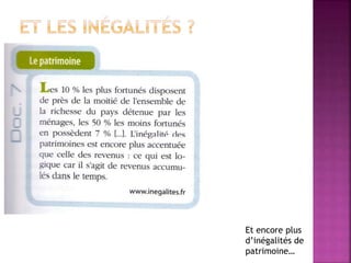 Et encore plus
d’inégalités de
patrimoine…
 