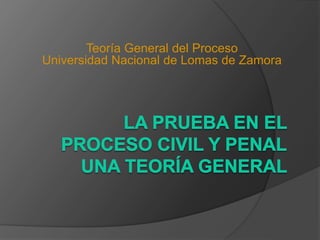 Teoría General del Proceso
Universidad Nacional de Lomas de Zamora
 
