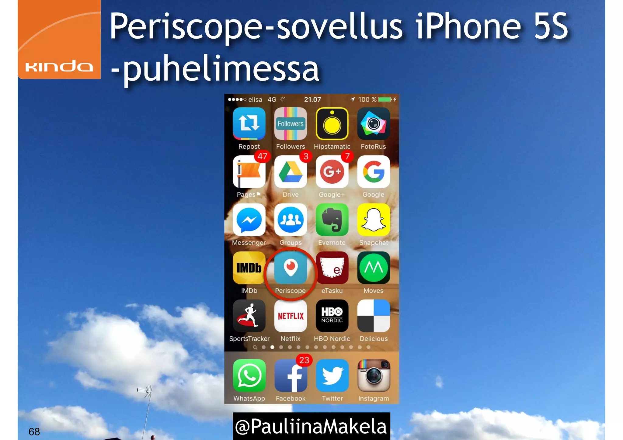 @PauliinaMakela68
Periscope-sovellus iPhone 5S
-puhelimessa
 