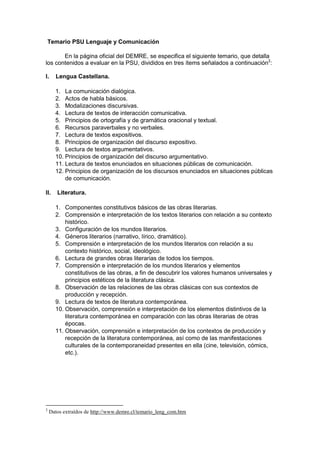 La psu de lenguaje y comunicación