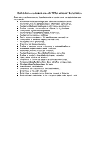 La psu de lenguaje y comunicación