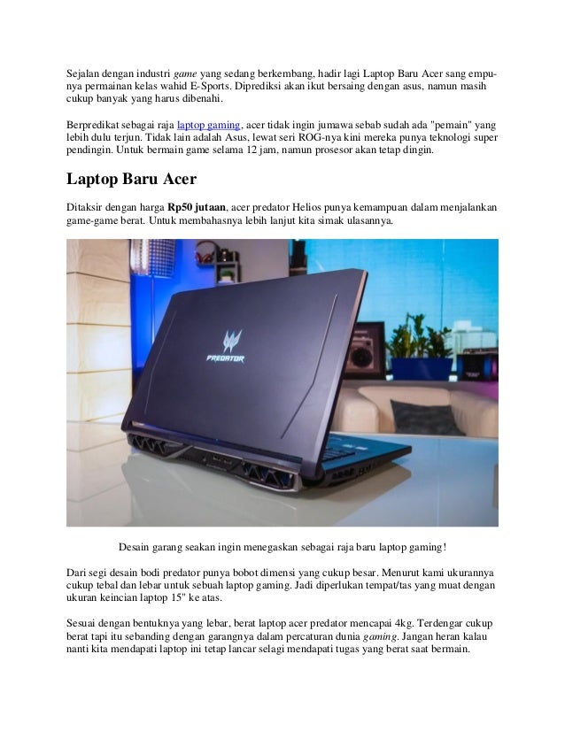 Laptop Baru Acer Predator Helios 500