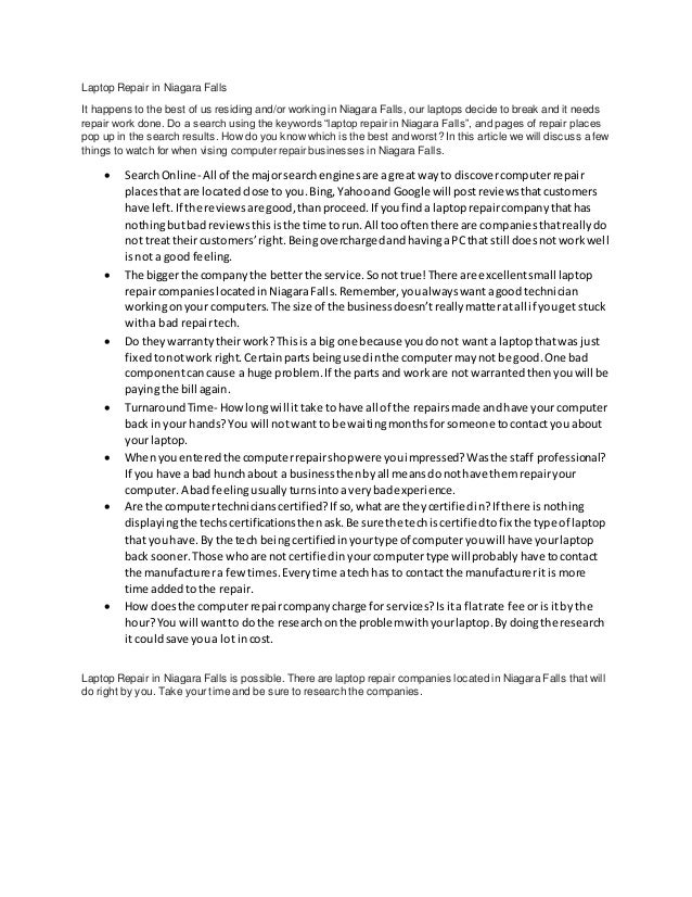 Laptop repair in niagara falls