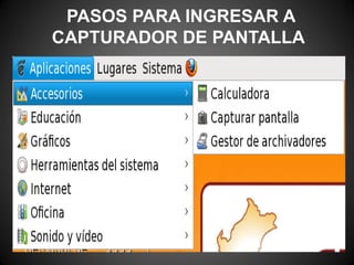 PASOS PARA INGRESAR A
CAPTURADOR DE PANTALLA
 