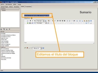 Editamos el título del bloque
 