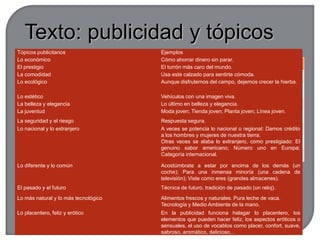  La luzTipos: directa/indirecta; Natural/artificialEstilos de iluminación:Claroscuro: luz directa, las sombras adquieren gran importancia y hay un choque abrupto, duro...Tonal: luz difusa, fundamental en tv y nuevas tecnologíasDirecciones de la luz (no suele ser única, prevalece una):Frontal: informa sobre la superficie de los objetos; elimina las sombras y resta volumen y textura.Lateral: aumento de volumen y texturaContraluz: destaca la siluetaCenital: poco habitual, exagera el rostro, empequeñece o ridiculiza al personaje o la cosaContrapicado: invierte las sombras y provoca efectos fantasmales, amenazadores, perturbadores