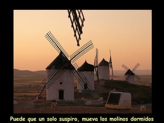 Puede que un solo suspiro, mueva los molinos dormidos
 