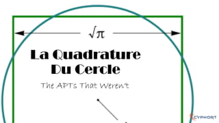 La Quadrature
Du Cercle
The APTs That Weren‘t
 