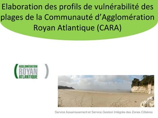 Elaboration des profils de vulnérabilité des
plages de la Communauté d’Agglomération
         Royan Atlantique (CARA)




               Service Assainissement et Service Gestion Intégrée des Zones Côtières
 