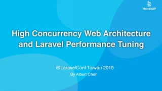 High Concurrency Web Architecture
and Laravel Performance Tuning
@LaravelConf Taiwan 2019
By Albert Chen
 