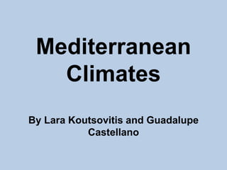 Mediterranean
Climates
By Lara Koutsovitis and Guadalupe
Castellano
 