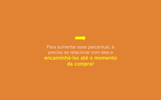 Para aumentar esse percentual, é
preciso se relacionar com eles e
encaminhá-los até o momento
da compra!
 
