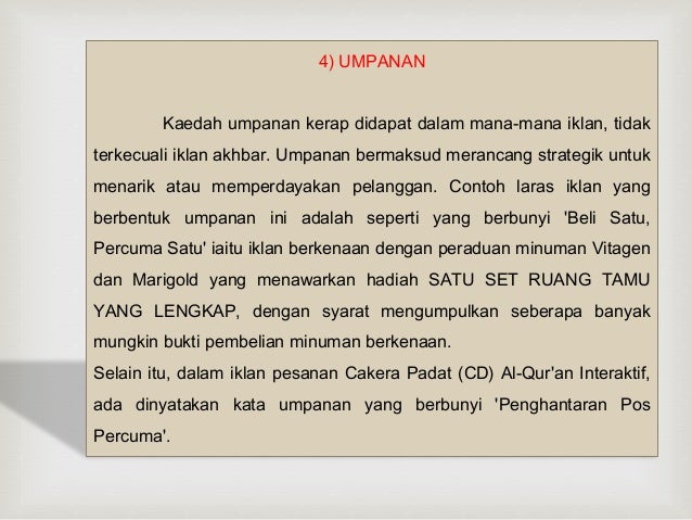 Laras bahasa iklan Laras bahasa iklan