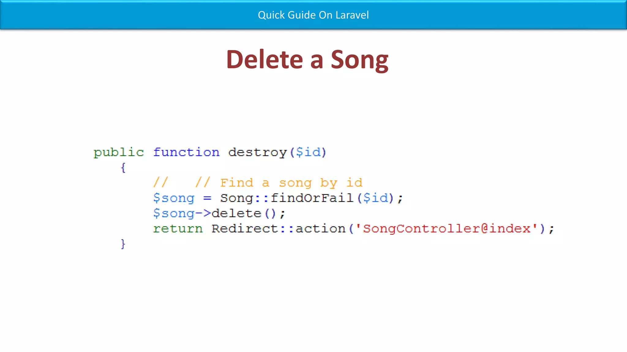 Delete a Song Quick Guide On Laravel 