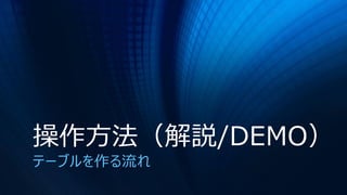 操作方法（解説/DEMO）
テーブルを作る流れ
 
