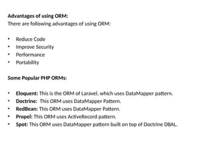 Spott Orm Laravel Interview Questions and Answers for Freshers | PPTX