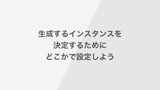 生成するインスタンスを
決定するために
どこかで設定しよう
 