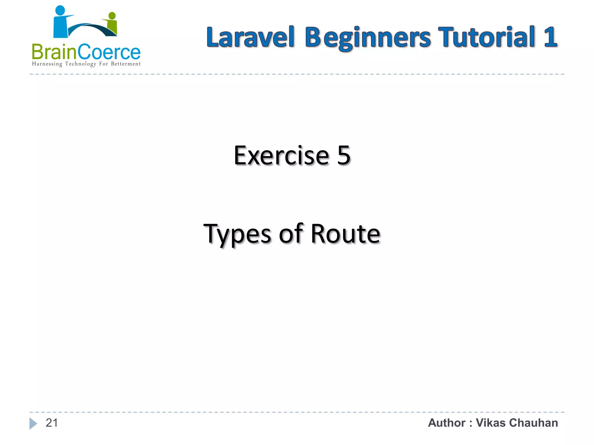21 Exercise 5 Types of Route Author : Vikas Chauhan 