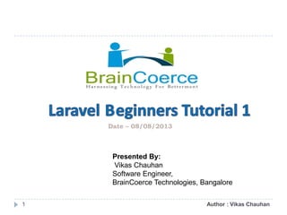 1 Author : Vikas Chauhan
Presented By:
Vikas Chauhan
Software Engineer,
BrainCoerce Technologies, Bangalore
Date – 08/08/2013
 