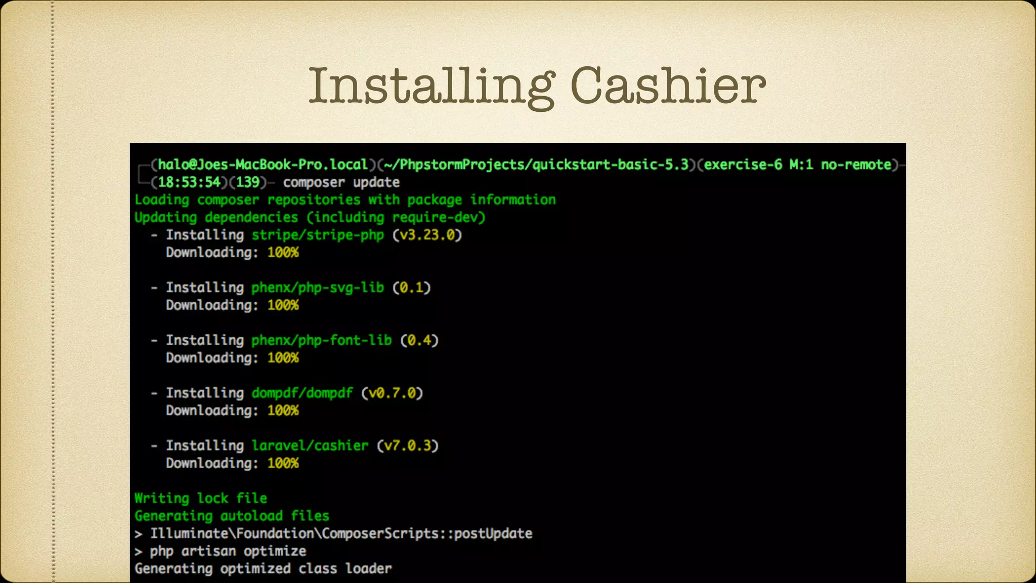 Installing Cashier
 