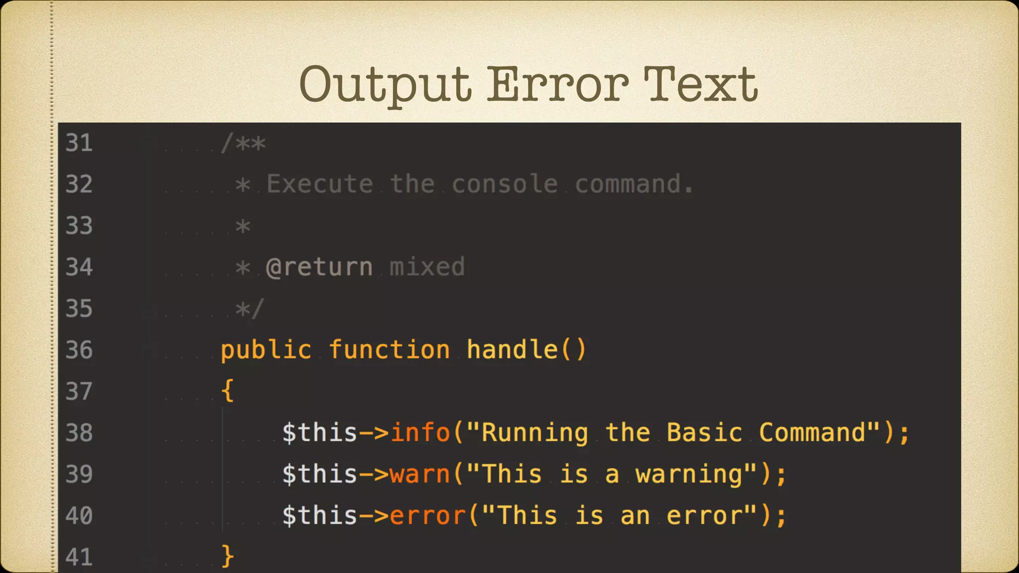Output Error Text
 