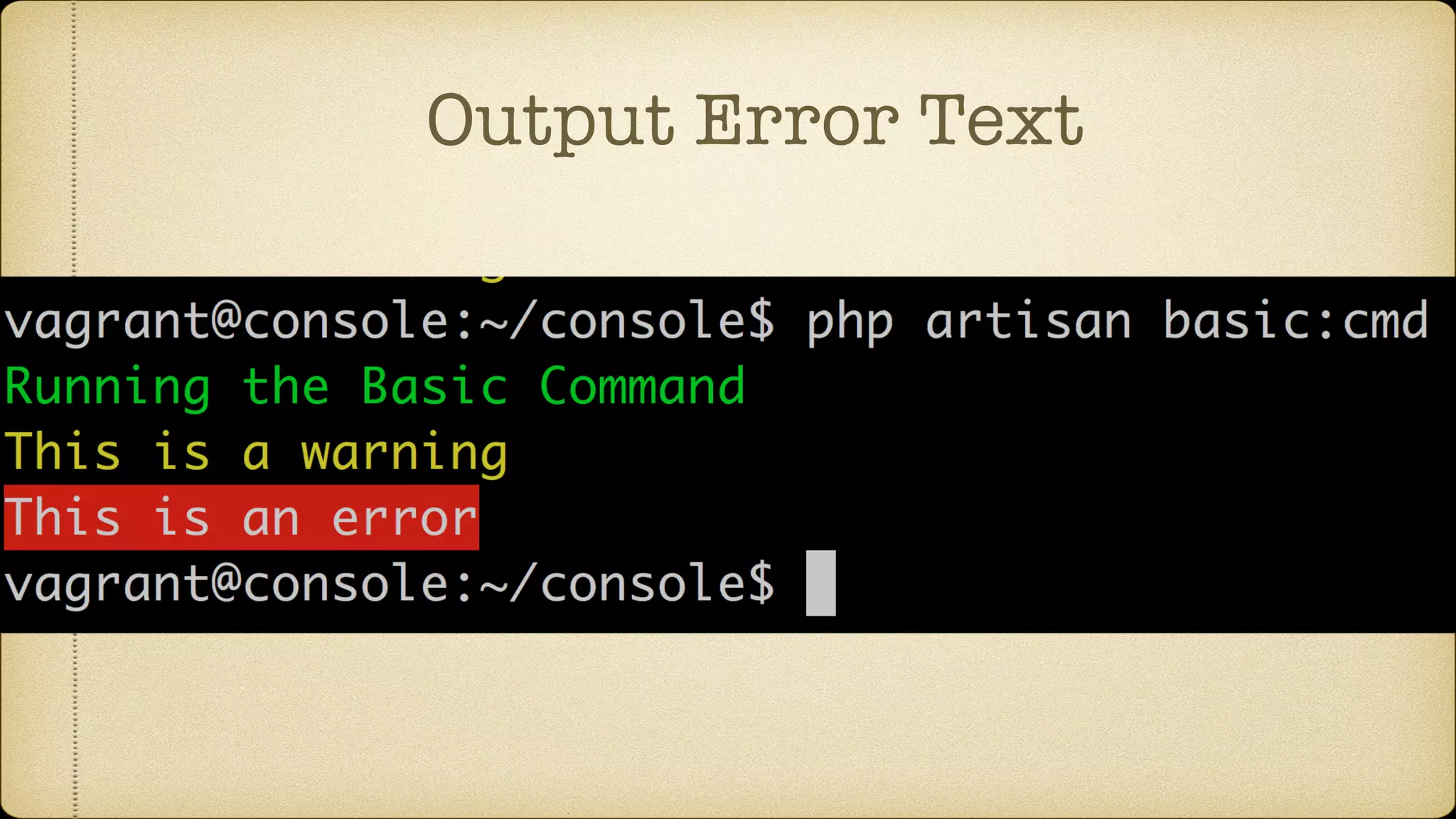 Output Error Text
 