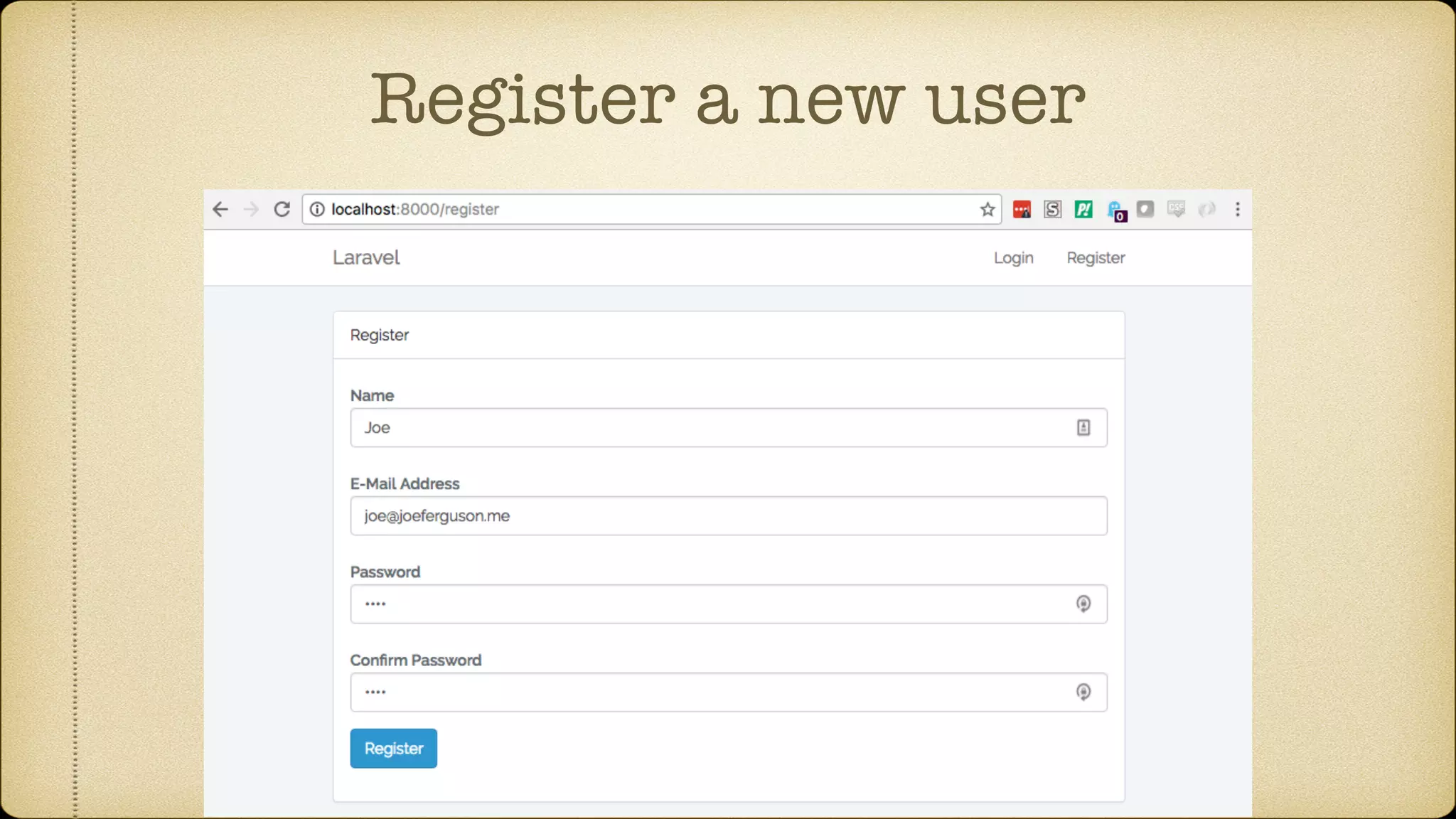 Register a new user
 