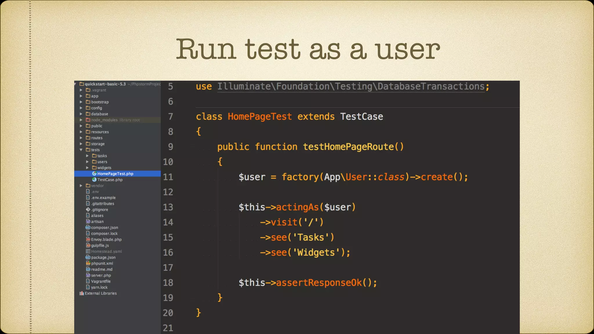 Run test as a user
 