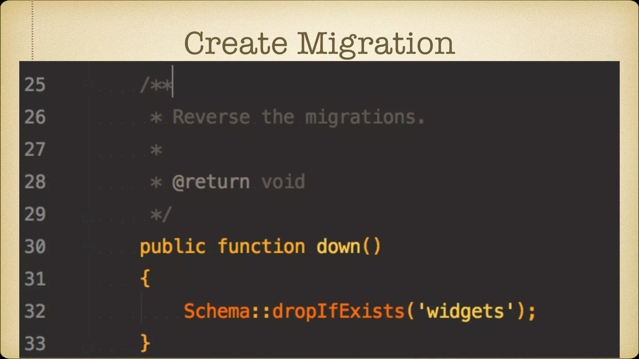 Create Migration
 