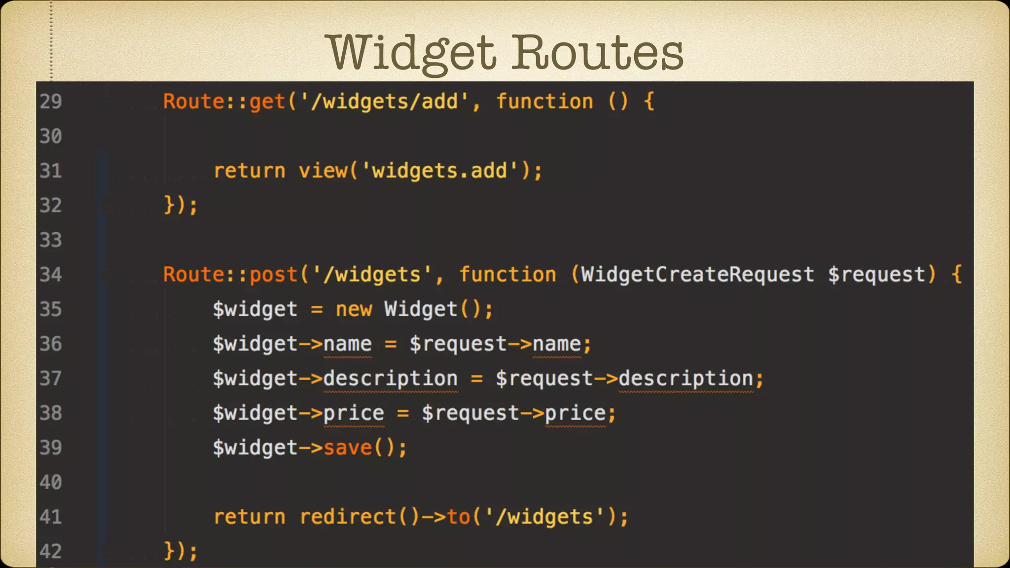 Widget Routes
 