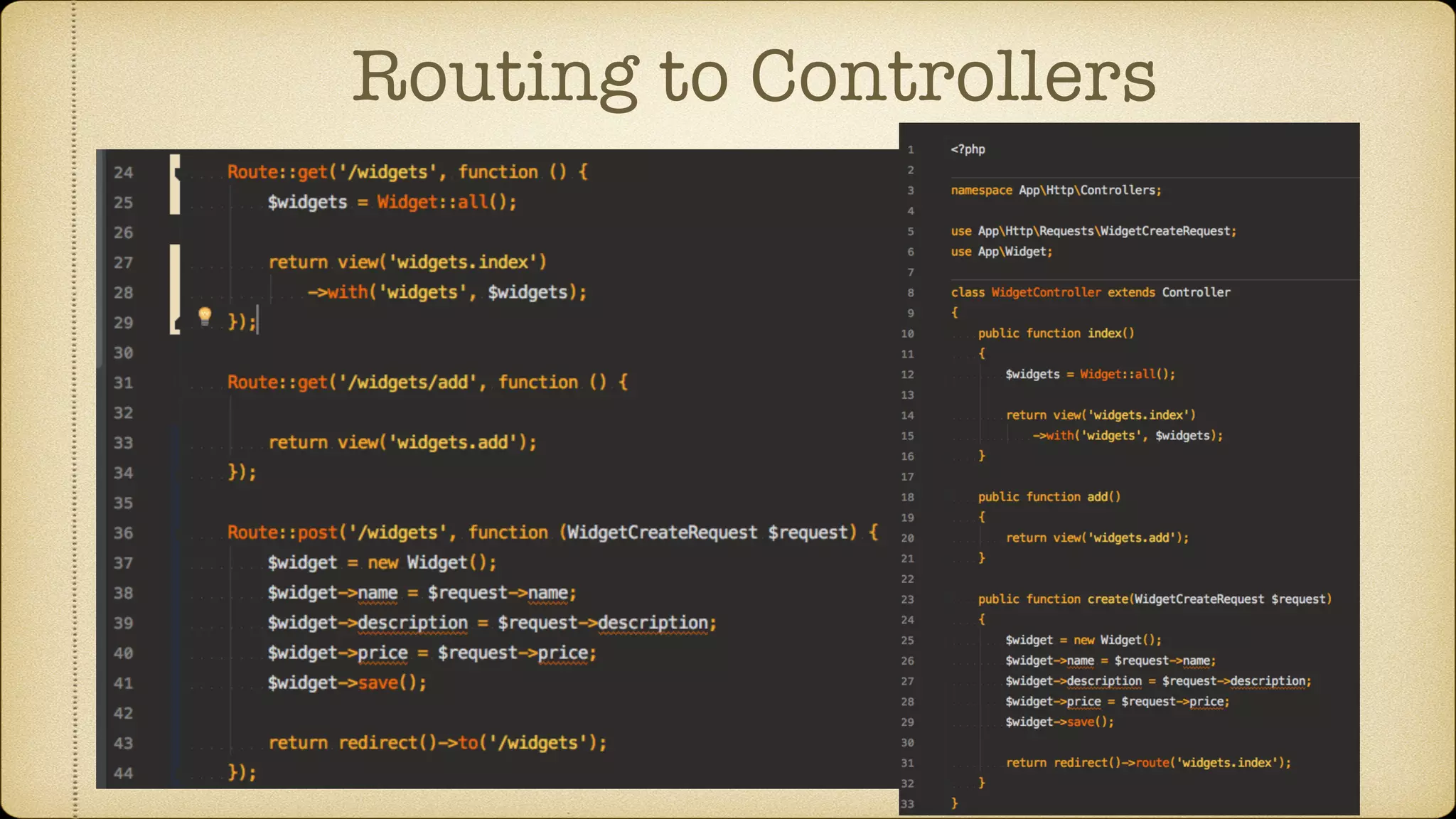 Routing to Controllers
 