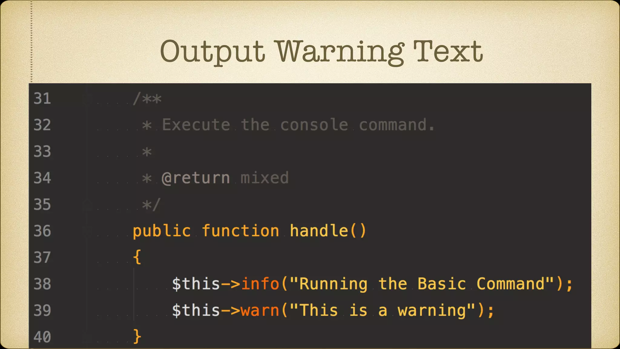 Output Warning Text
 