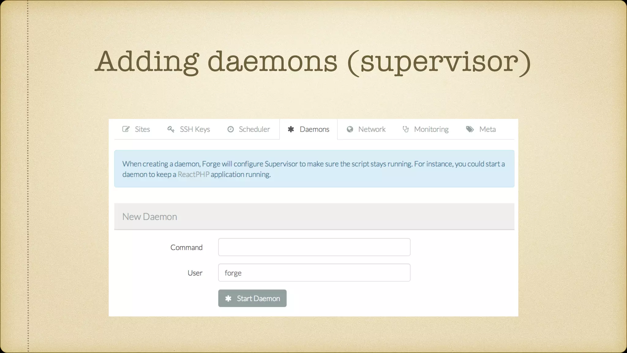 Adding daemons (supervisor)
 
