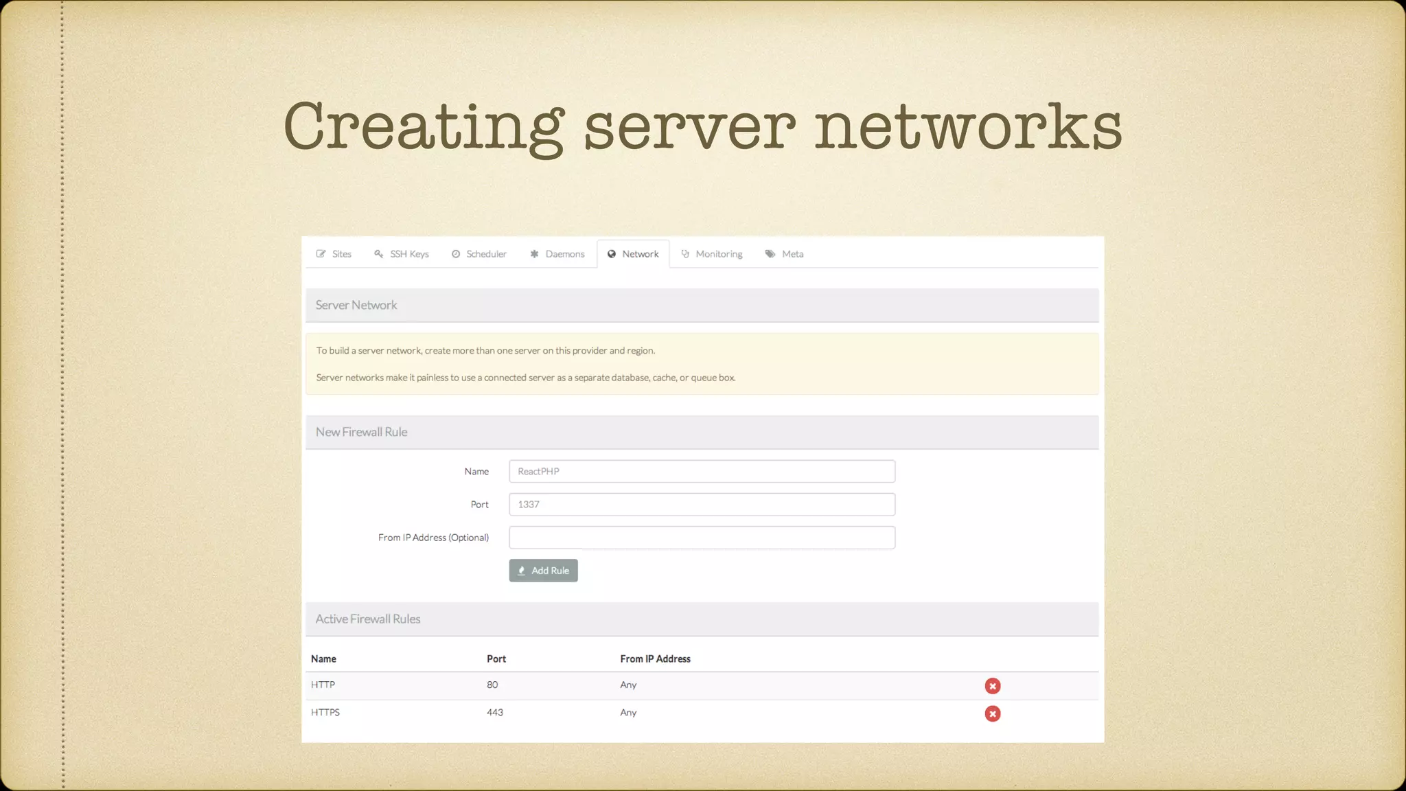 Creating server networks
 