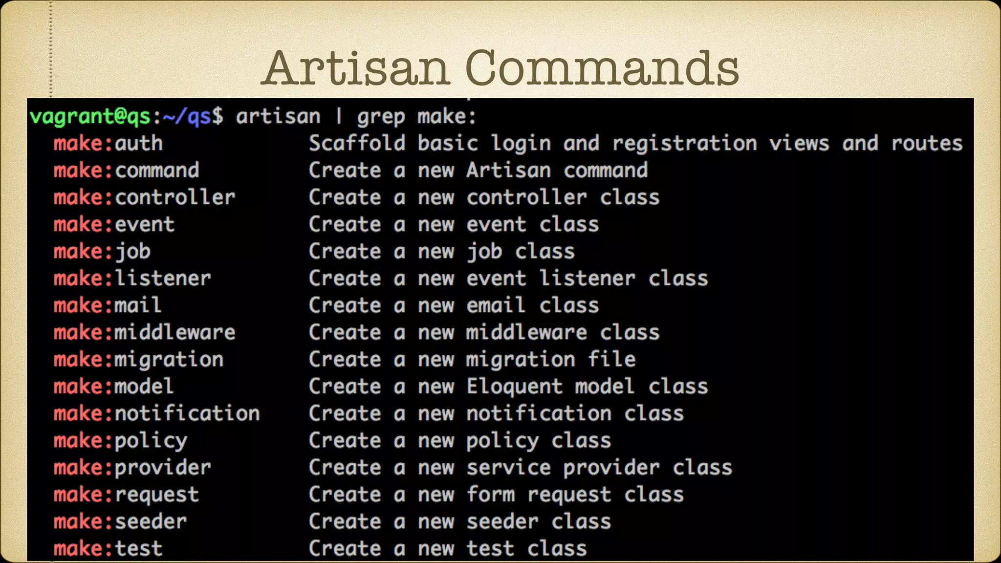 Artisan Commands
 
