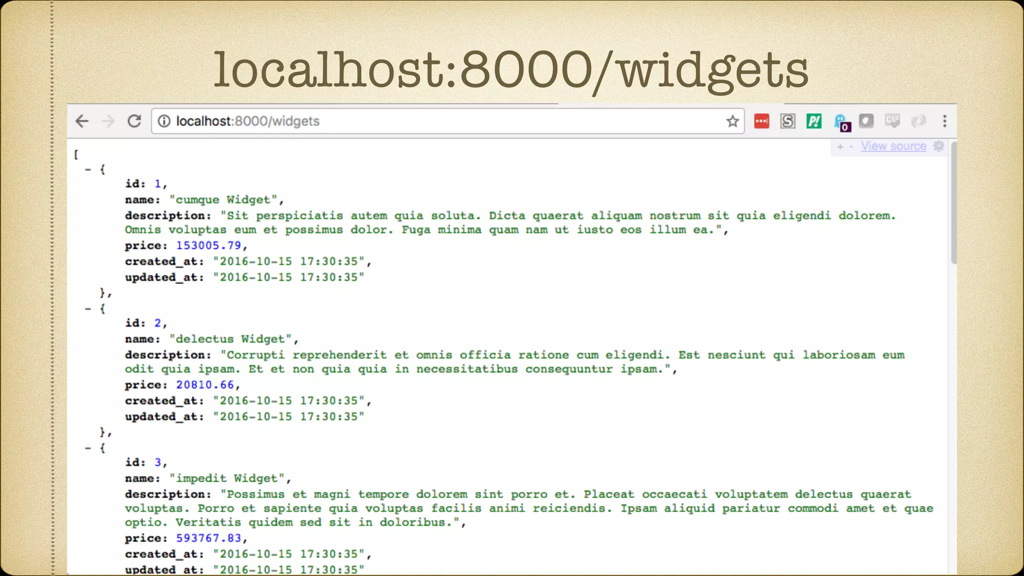 localhost:8000/widgets
 