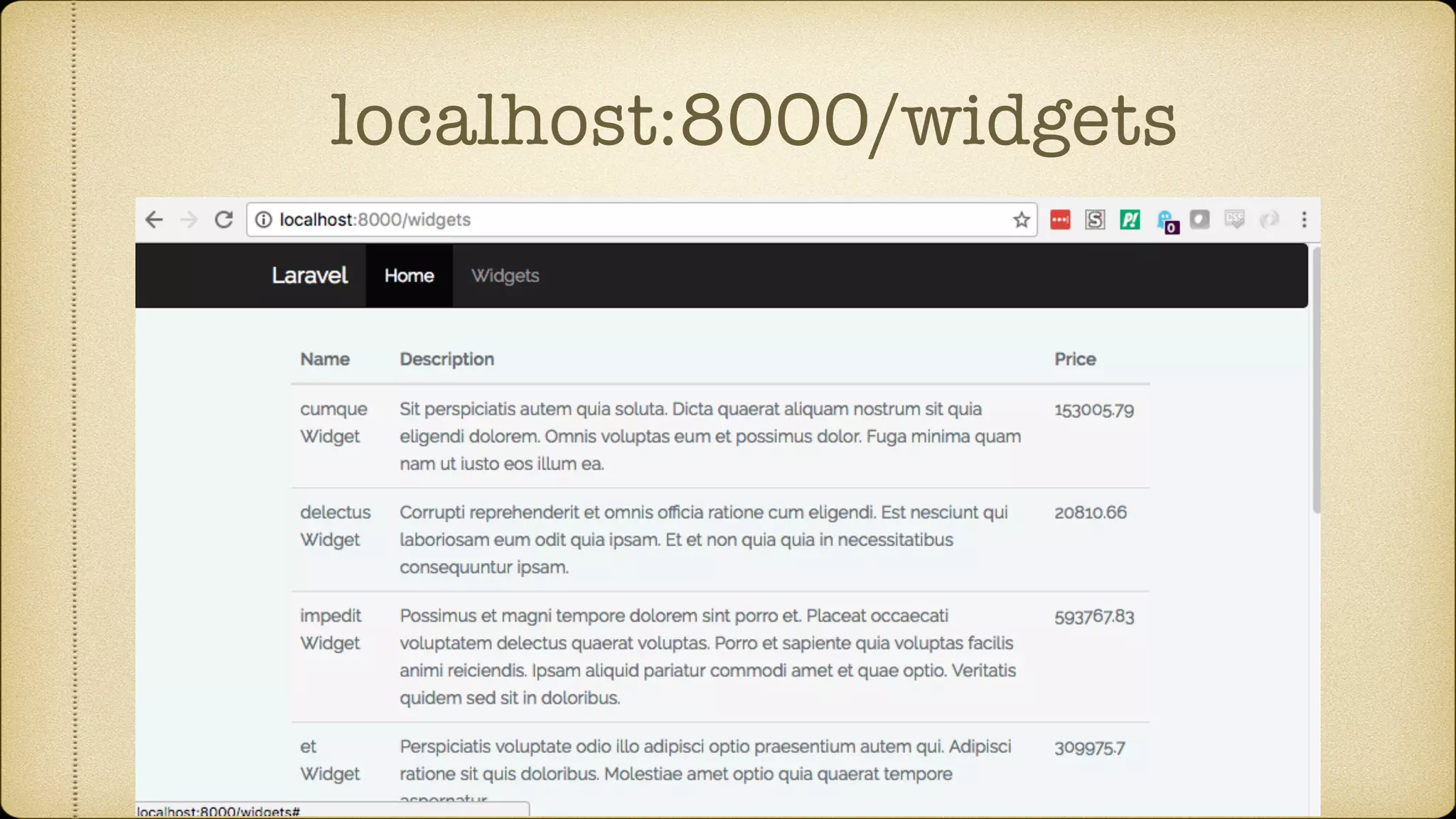 localhost:8000/widgets
 