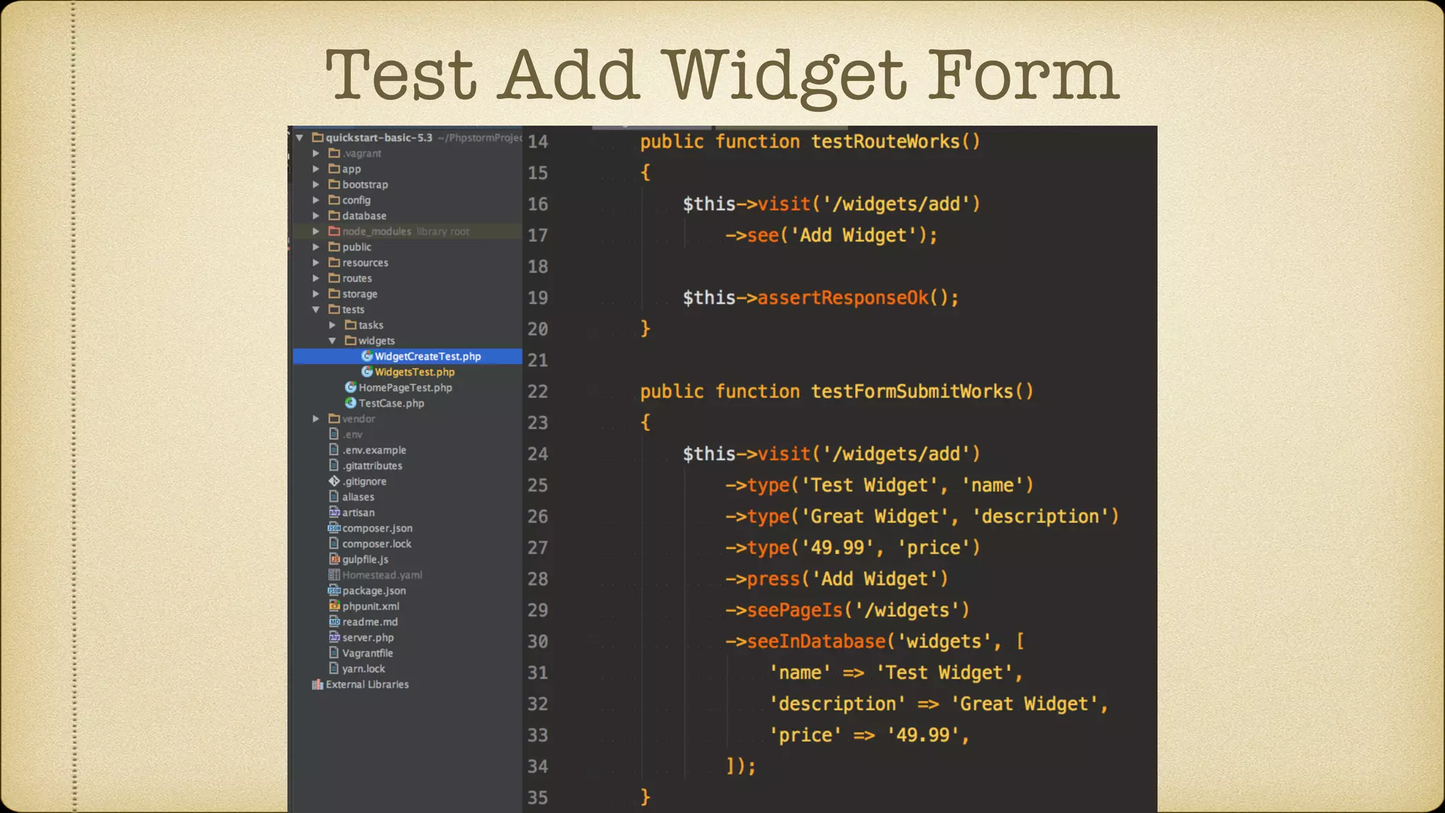 Test Add Widget Form
 