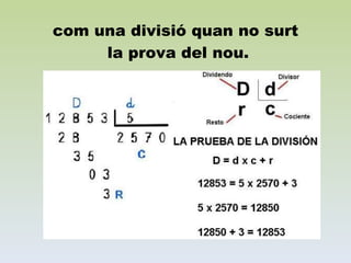 com una divisió quan no surt  la prova del nou. 